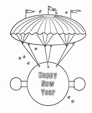 New Year's Day Coloring Pages - Happy New Year Decoration Coloring 
