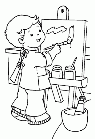 Print Boy Painting Coloring Pages Com Picture 1: Boy Painting