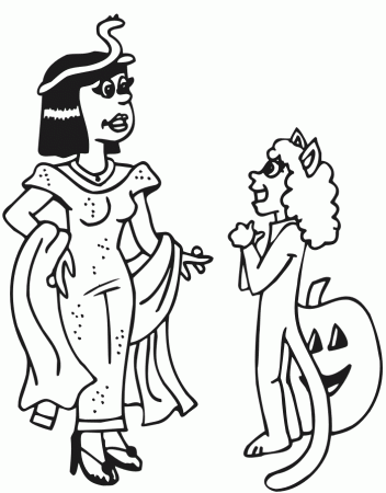 Costume Coloring Page | Cleopatra & Cat Costume