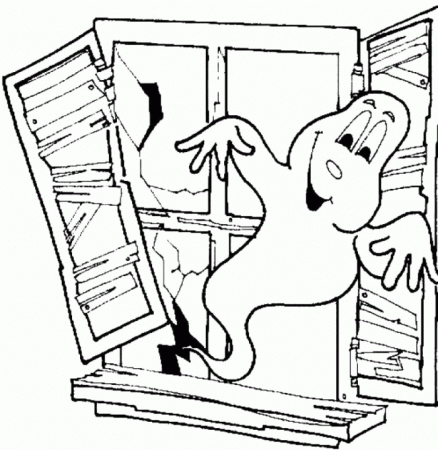 The Ghost Is Out Of The Window Of The House Coloring Pages - Ghost 