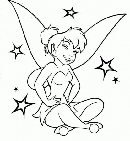 A Blinking Eye Tinker Bell Coloring Page - Kids Colouring Pages