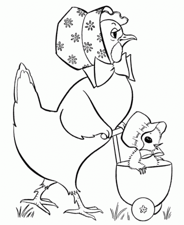 Easter Chick Coloring Pages - Baby stroller chick easter coloring 