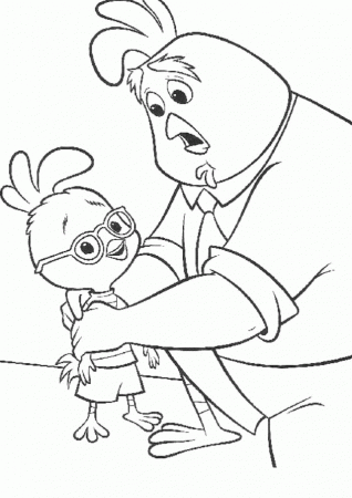 Funny Father Cares About Chicken Little Coloring Page Creativity 