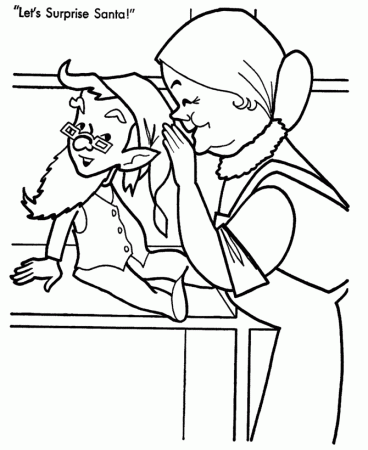 Christmas Santa Coloring Page - Mrs Clause and the Elves plan a 