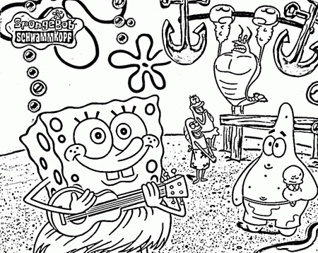 Play Music with Spongebob Coloring Pages