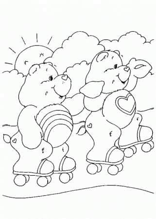 CARE BEARS coloring pages - Care Bears rollerskating