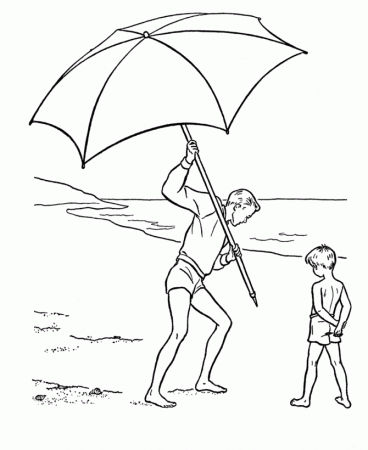 July 4th Coloring Pages - Beach Umbrella on July 4th Coloring Page 