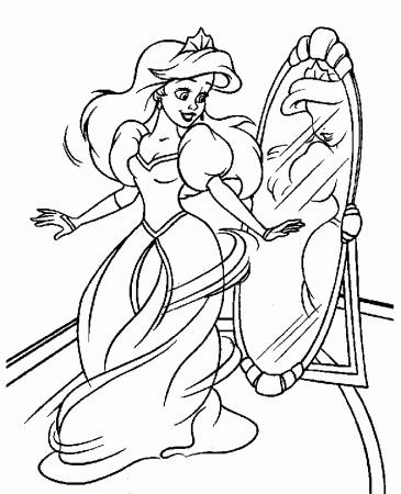 Belle in Beautiful Dress Beauty and The Beast Coloring Page 