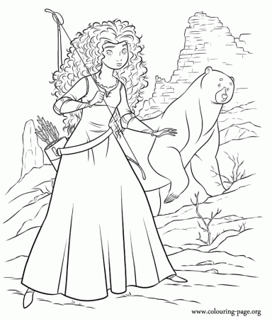 Brave - Merida and bear near the ruins of an ancient castle 