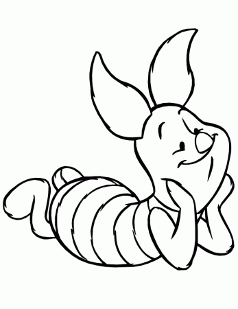 Piglet Lying Down Simple Coloring Page | Free Printable Coloring Pages
