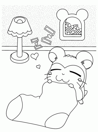 Snoozer Hamtaro Coloring Page - Cartoon Coloring Pages on 