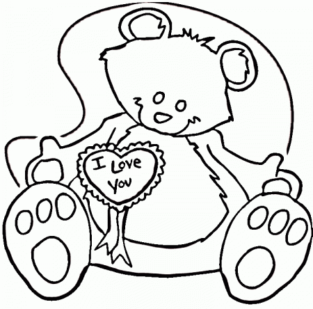 Teddy Loves You - Valentines Day Coloring Pages : Coloring Pages 