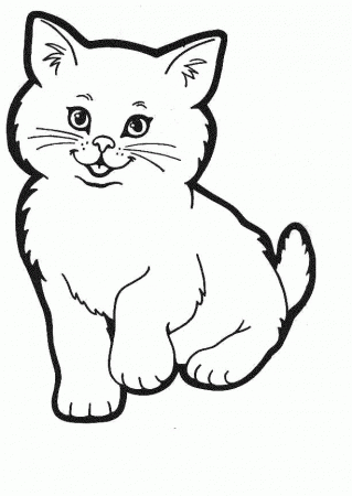 preschool coloring page cat for kids : - Coloring Guru