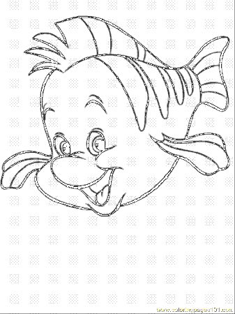 Coloring Pages Flounder (Cartoons > The Little Mermaid) - free 