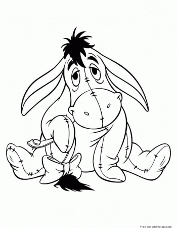 Printable disney cartoon characters eeyore coloring page - Free 