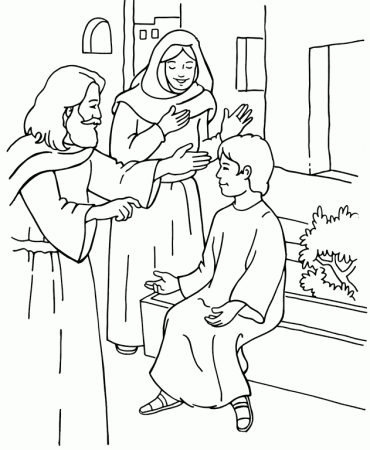Jesus Raises a Young Man to Life - Coloring Page