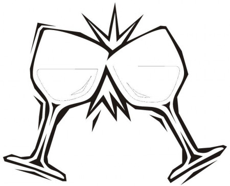 WINE GLASSES Colouring Pages