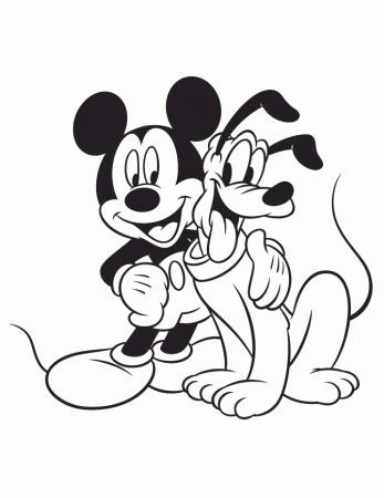Mickey Mouse Reading To Pluto Coloring Page