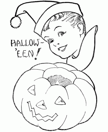 Halloween Pumpkin Coloring Pages - Boy with his Halloween Pumpkin 