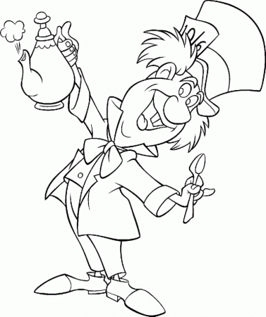 Print Alice In Wonderland Mad Hatter Tea Party Coloring Page 