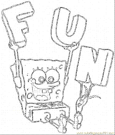 Sponge Bob Funny Face On Christmas Free Coloring Page