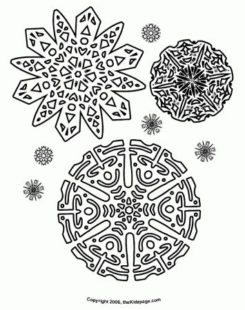 Snowflakes Free Coloring Pages for Kids - Printable Colouring Sheets