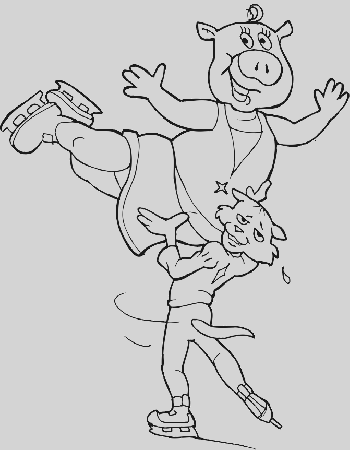 Funny Ice Skating Winter Coloring Pages - Ice Skating Coloring 