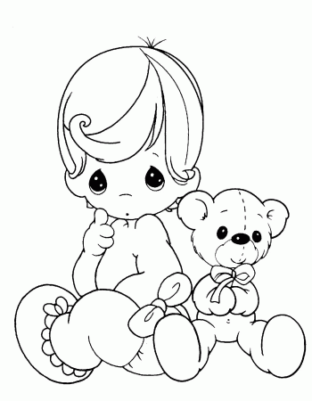 Precious Moments Baby And Teddy Bear Coloring Pages - Precious 