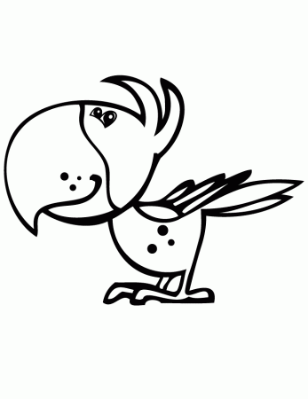 Cute Parrot Easy Coloring Page | Free Printable Coloring Pages