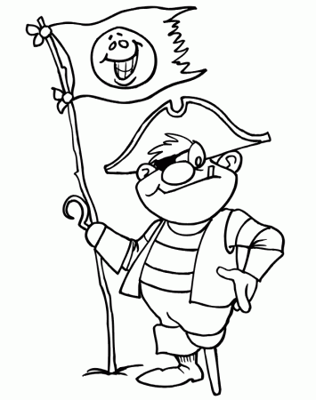 Pirate Coloring Page | Pirate With Hook Hand & Peg Leg