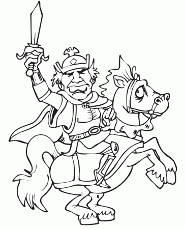 Knight Coloring Page | Knight on Horse