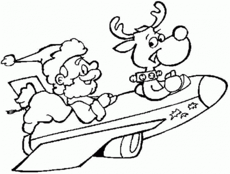 Printable Christmas Santa Deer Coloring Sheets For Preschool #