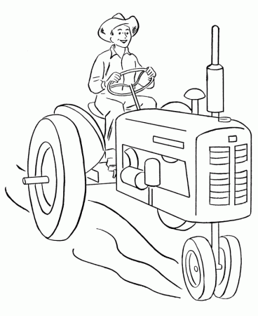 Farm Tractor Coloring Pages Printable Happy Farmer Driving A