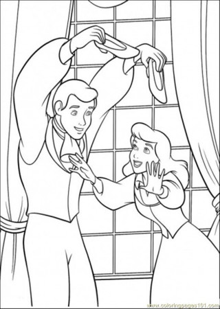 Coloring Pages Cinderella Try To Catch Her Shoes (Cartoons 