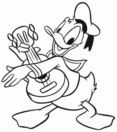 Donald Plays Ukulele Coloring Page | Kids Coloring Page