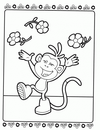 Funny Dora monkey dancing Coloring Page for kids | coloring pages