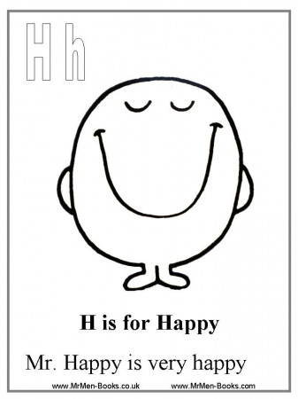 Mr Happy Coloring Page | W's 1st Birthday