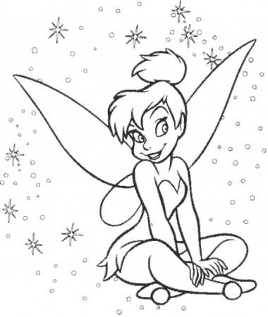 Tinker Bell Sitting Sweet Coloring Page - Kids Colouring Pages