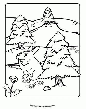 Little Bunny in the Forest Free Coloring Pages for Kids 