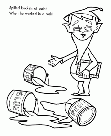 Santa's Helpers Coloring Pages - The painter Elf spilled his paint 