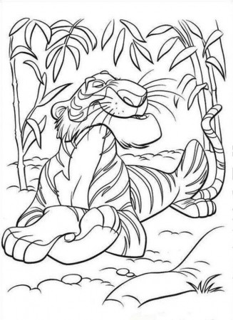 Jungle Book Smiling Tiger Coloring Page Coloringplus 174766 Jungle 