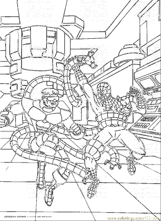 Coloring Pages Spiderman Is Figthing His Enemy (Cartoons 
