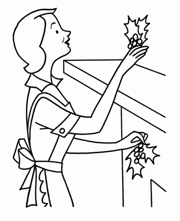 Christmas Decorations Coloring Pages - Christmas Holly Decorations 