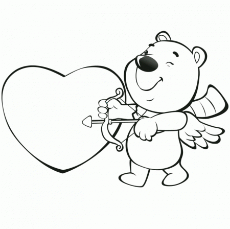 Bear The Angel Valentines Day Coloring Pages - Valentines Cartoon 