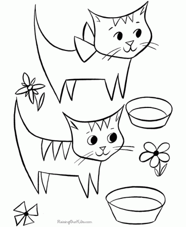 Free printable kid coloring page of cats | Coloring Pages For Kids 