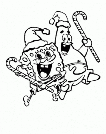 Spongebob High Jump With Delight Christmas Coloring Pages 