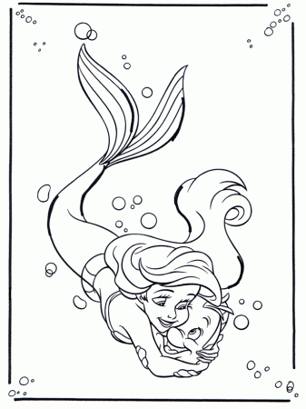 Ariel Hugging Brimsby Coloring Page | Kids Coloring Page