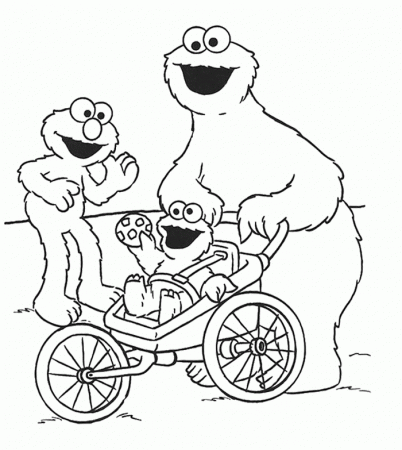 cookie monster and elmo Colouring Pages