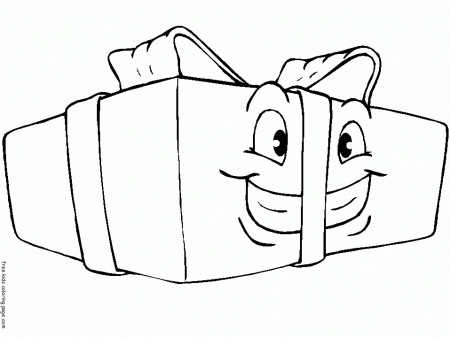 Christmas Presents with happy face coloring pages - Free Printable 
