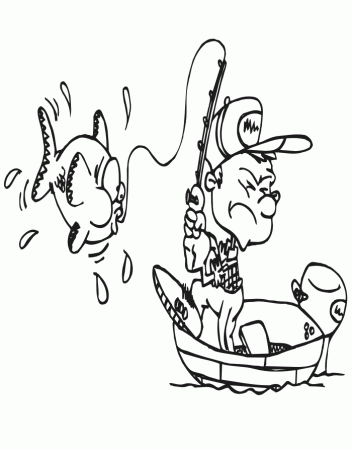 Fishing Coloring Page | Fisherman in a Boat